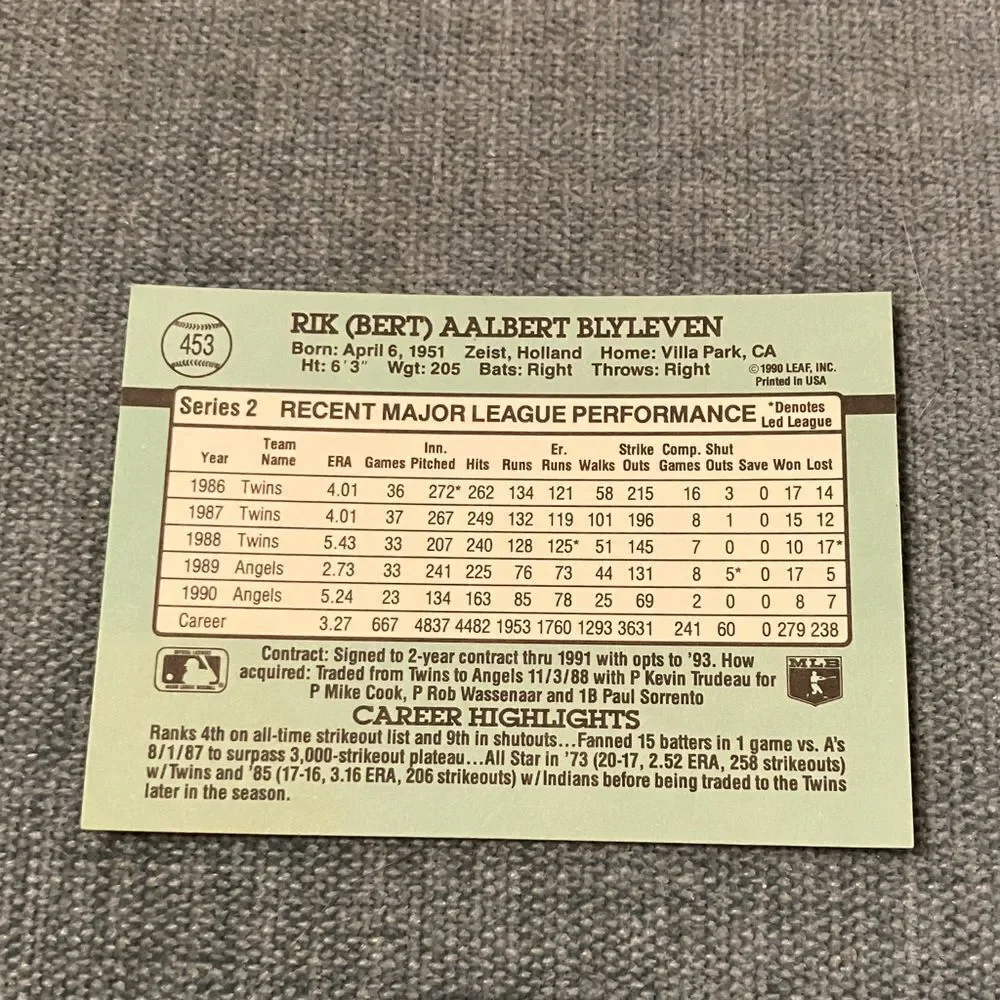 1991 Donruss Anaheim Angels Baseball Card Trading Card